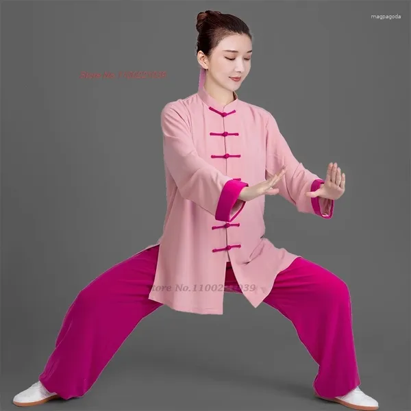 Abbigliamento etnico 2024 Cinese tradizionale Tai Chi Wushu Uniforme Kungfu Wingchun Suit Allenamento sportivo Esercizio mattutino Camminando Arti marziali