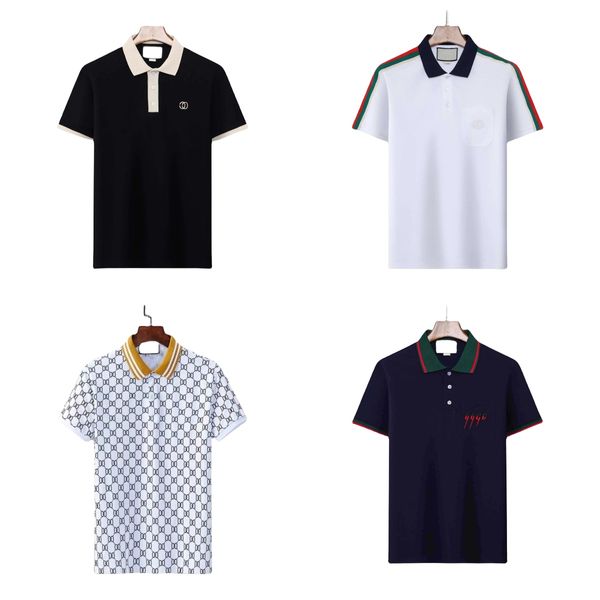 2024 Designer-Kurzarm-Poloshirt für Herren, Stil, modische Oberteile, Business-Kleidung, bestickte Halsdetails, mehrfarbig, mehrfarbig, Sommer-Paris-Herren-T-Shirts, Designer