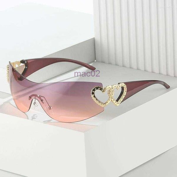 Sonnenbrille Trendy Designer Frauen Luxus Trend Y2K Frau Schatten Rosa Brille Goggle 2000S Lentes De Sol Mujer