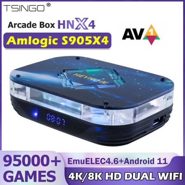 Konsolen TSINGO Retro Game Box HNX4 Amlogic S905X4 Videospielkonsole mit über 95000 Spielen für MAME/Arcade/NDS/SS 4K/8K HD Android TV Box