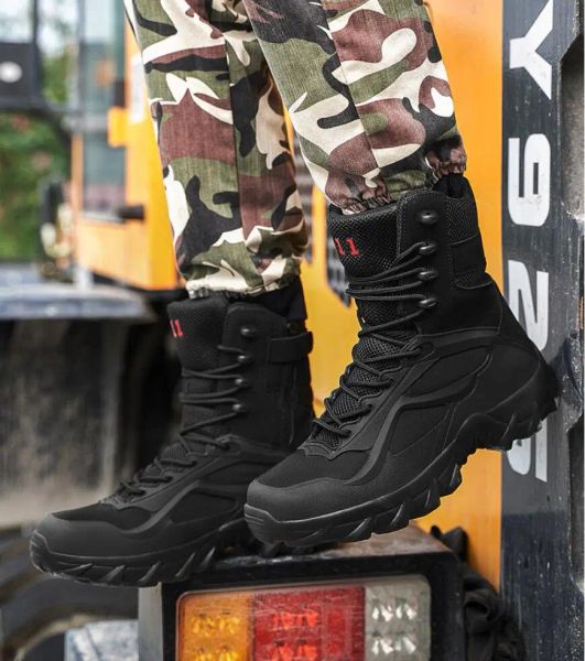 Botas homens botas militares masculinas trabalhando com segurança de sapatos de combate do exército hightop militares taticos zapatos homens sapatos botas grandes tamanho 3948