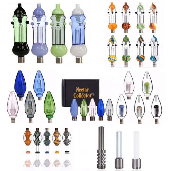 Birdcage Nectar Collector Kit Glas Bong Dab Rig Rauchpfeife mit 510 Gewinde Titan Nagel Keramik Quarzspitzen Protable Dab Rigs