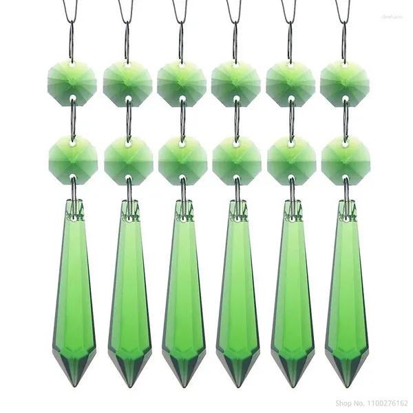 Decoração de festa lustre de cristal icicle 55mm verde com dois pingentes de contas gotas de vidro prismas para lustres casamento