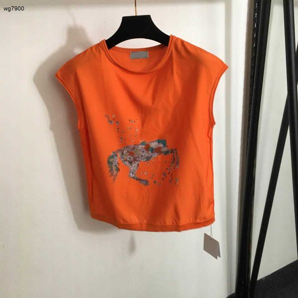 designer donna maglia t-shirt marca abbigliamento donna estate top moda Fiore colorato stampa logo camicia senza maniche da donna aprile 01