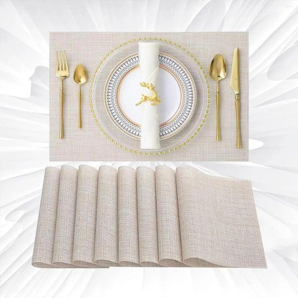 Masa Paspasları 4pcs PVC Dokuma Antibakteriyel Anti-Filew Wear-Dirençli Placemats Slip Slip Western Yalıtım Mat