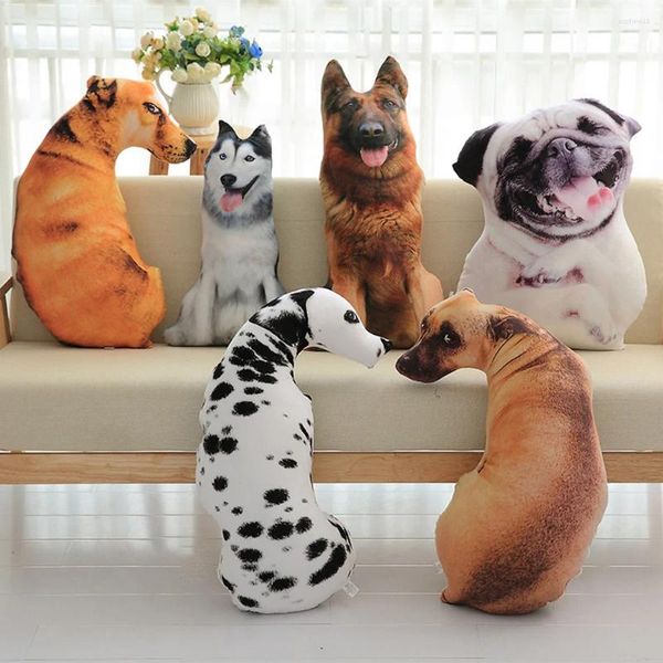 Travesseiro 50cm 3d simulação filhote de cachorro forma almofada lance com pp algodão interior decoração de casa brinquedos macio pelúcia curto cão boneca destacável