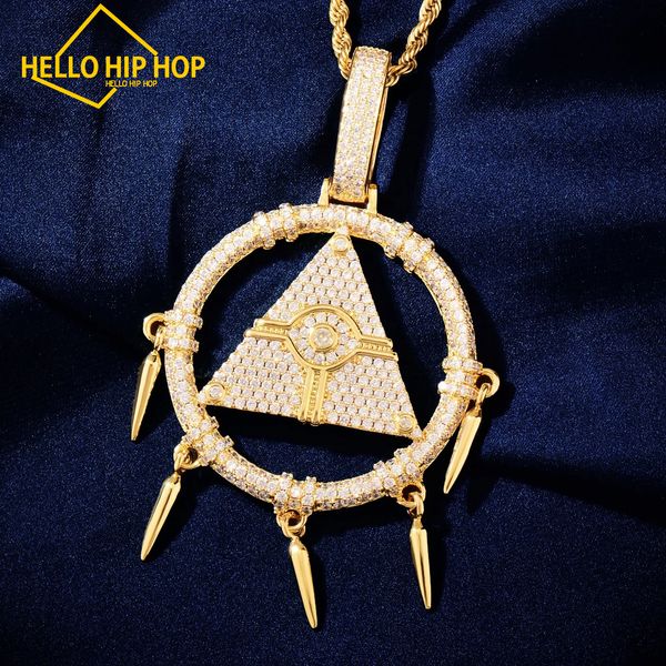 Olá hip-hop milênio sabedoria roda pingente masculino feminino colar gelado zircônia cúbica cor do ouro hip hop jóias para presente