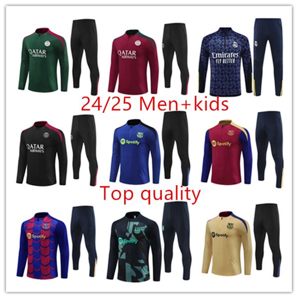 24 25 pPSG treino jerseys terno de treinamento masculino kit infantil uniforme de futebol Real MadridS roupas esportivas