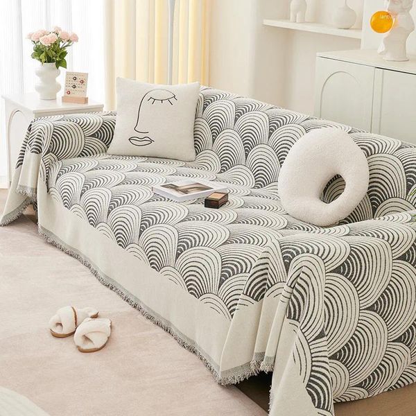 Cadeira cobre chenille sofá toalha cobertores macio capa de sofá antiderrapante cama secional decoração de casa preto e branco