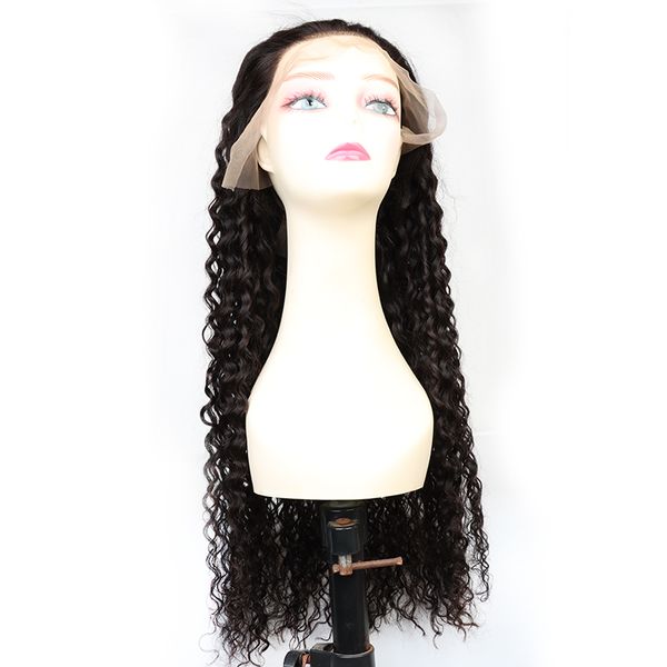 Peruca de onda encaracolada frontal de água pré-arrancada cabelo humano virgem preplucked perucas de fechamento de renda para mulheres negras