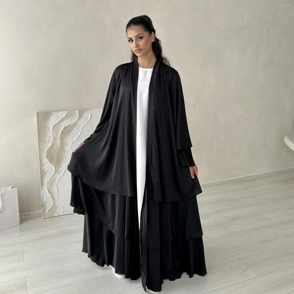 Ethnische Kleidung, offene Abaya, geschichtet, für elegante Frauen, muslimischer Kimono, Strickjacke, Maxikleid, Türkei, Dubai, Kaftan, Eid-Party, Ramadan, islamisches Arabisch