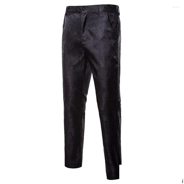Mens Suits Blazers Erkekler İş Jake Takım Pantolon Siyah / Kırmızı Purple Donanma Moda Partisi Elbise İnce Pantolon Damla Teslimat Giyim Cl DHDI6