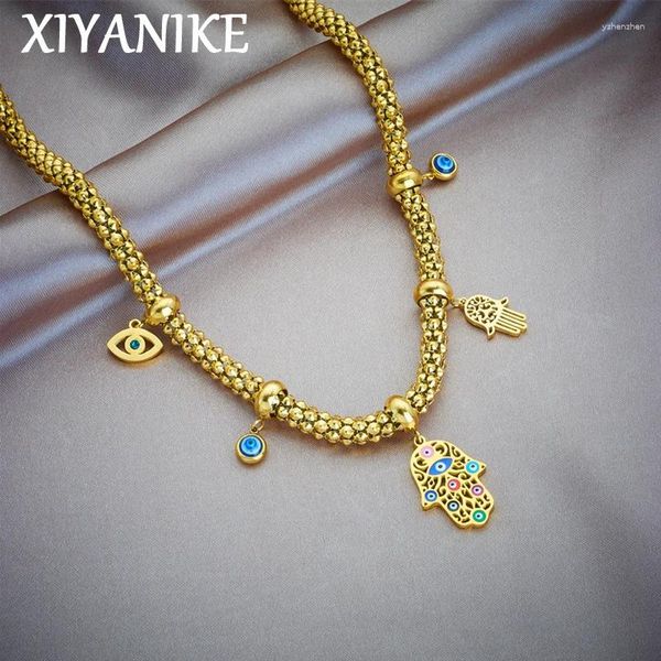 Ожерелья с подвесками XIYANIKE в стиле хип-хоп, Хамаса, подвеска в виде руки, ожерелье из нержавеющей стали 316L, золотой цвет, трендовая цепочка на шею, ювелирные изделия, подарки для