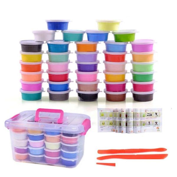 Modellazione di pasta di argilla 122436 colori Set di melma soffice e asciutto all'aria Giocattoli per bambini Gioca a fai da te Neve Plastilina Polimero Giocattolo magico 240117 Drop De Dh6Km