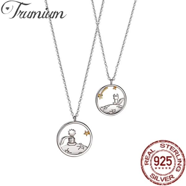 Halsketten Trumiumpaar 925 Sterling Silber Prince Little Fox Anhänger Personalisierte Liebhaber Halskette Valentinstag Jubiläumsgeschenk Jewlry