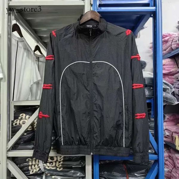 Nova Trapstar Jaqueta Mens Designer Jaquetas Windbreaker Bomber Womens Jacke Casaco De Couro À Prova D 'Água Zíper Bordado Preto Azul Xl Veste Homme Irongate Jcaket 7501