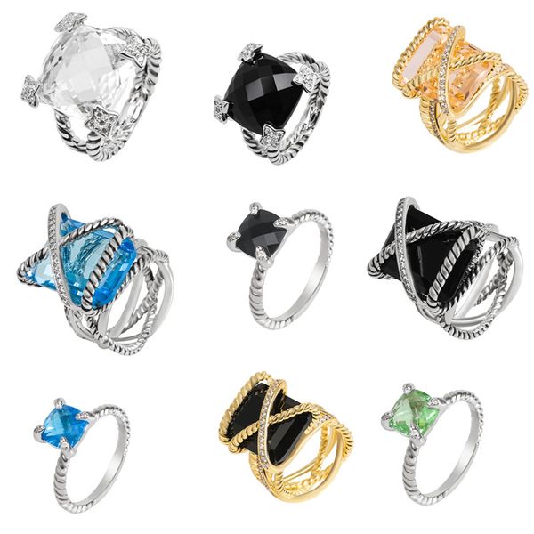Top designer romântico DY retro torcido anel de joias para homens e mulheres anel de diamante banhado a ouro 18k com fio de presente comemorativo em forma de X