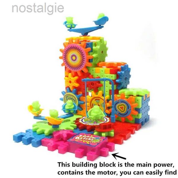 Blocchi 81 PZ Ingranaggi Elettrici Kit di Costruzione di Modello 3D Blocchi di Mattoni di Plastica Giocattoli Educativi Per Bambini Regali per Bambini 240401