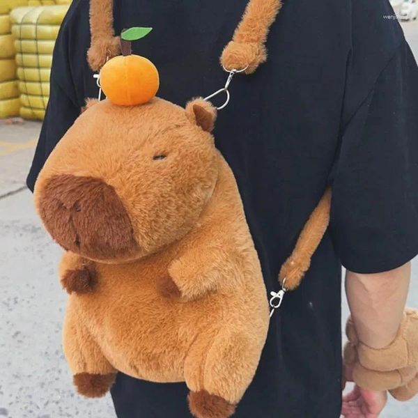 Borse portaoggetti Zaino in peluche Capybara Borsa in pelliccia per bambole in peluche alla moda Kawaii Zaino a spalla carino per bambini Regali per bambini