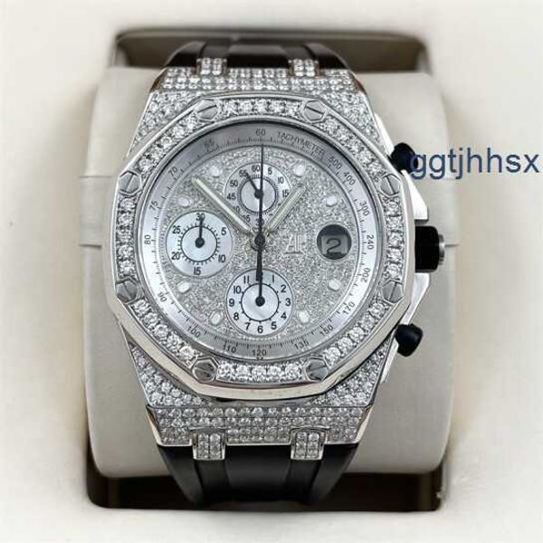 Мужские наручные часы AP Мужские серии Royal Oak Offshore Precision Steel Back Set Diamond Full Sky Star Date Timeing Автоматические механические роскошные часы