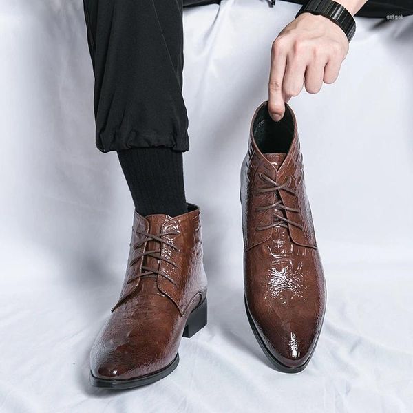 Sapatos casuais padrão de crocodilo preto homens altos top tamanho grande mocassins de negócios italiano condução de couro