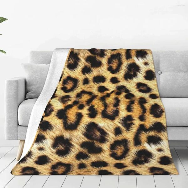 Cobertores de pele de leopardo flanela cobertor animal macio durável cama joga para sofá cadeira cama acampamento gráfico colcha capa