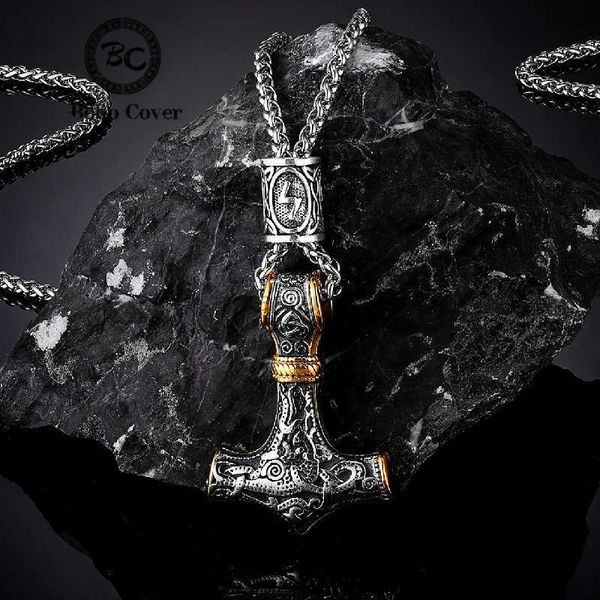 Anhänger Halsketten Nordische Wikinger Thors Hammer Mjolnir Skandinavische Runenamulett Halskette Edelstahlkette Vegvisir Anker Anhänger Männlicher Schmuck 240401