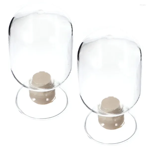 Vasos 2 Pcs Garrafa Combina Cloche Vidro Dome Display Stick Holder para Fireless Bell Mason Jars