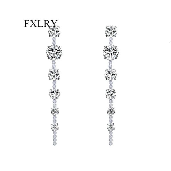 FXLRY модные сверкающие круглые серьги с фианитом и камнем необычные висячие серьги для женщин ювелирные изделия 240401