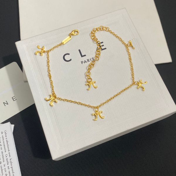 Cavigliere con ciondoli in rame boutique Accessori di gioielli firmati nuovi primaverili con scatola Cavigliere regalo da donna di lusso Cavigliere a catena con logo classico