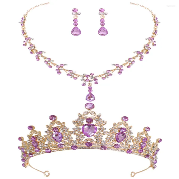 Halskette Ohrringe Set Krone Braut Tiara für Braut Hochzeit Accessoires Bräute Strass Schmuck