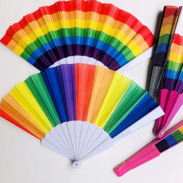 Dekorative Figuren aus Kunststoff mit Handkurbel, faltbar, orientalischer Stil, Regenbogen-Seidenstoff, Taschenfächer, Basteln, Party, Persönlichkeit, Tanz