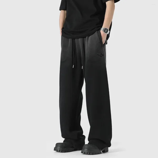 Calças masculinas homens lavados gradiente streetwear marca moda solta casual esporte corredores sweatpants mulheres hip hop harem calças