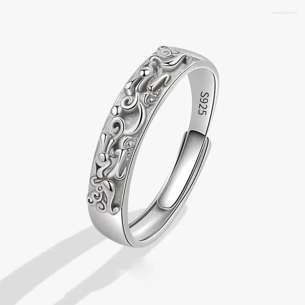 Cluster Ringe KOFSAC Vintage Mythische Tiere Muster Ring Für Frauen Männer Einstellbar 925 Sterling Silber Unisex Schmuck Liebhaber Geschenke