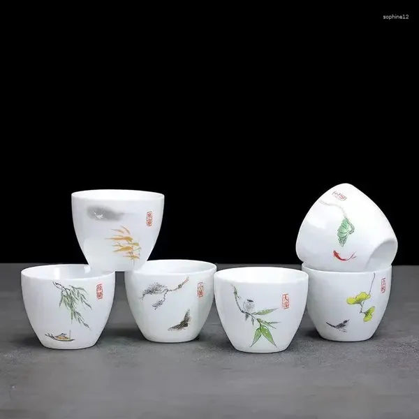 Наборы чайной посуды, креативная керамическая чашка в форме яйца, 6 шт./компл., костяной фарфор, цветок, гайвань, стеклянный чайник, кружки, кофейные чашки