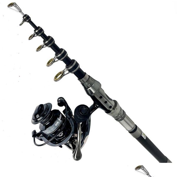 Rod Reel Combo Sea Rodaddreel Pesca Varas Telescópicas Girando Carretéis de Viagem Portátil Pólo de Assento 1.5M 1.8M 2.1M 2.4M Kit de Truta Drop Deli Otpec