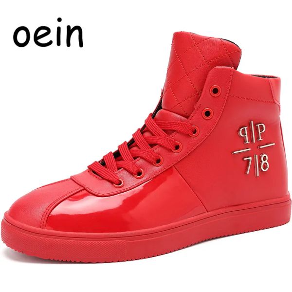 Sapatos 2021 tendência Red Men Sapatos Superstar High Top Men Sneakers Big Size Flat Hip Hop Streetwear confortável respirável homem calçado homem calçado