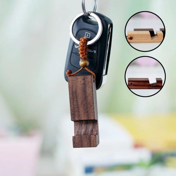 Schlüsselanhänger Kreative Vintage Holz Praktischer Telefonhalter Schlüsselanhänger Mehrfarbiger Anhänger Schlüsselanhänger Geschenk für Frauen Männer