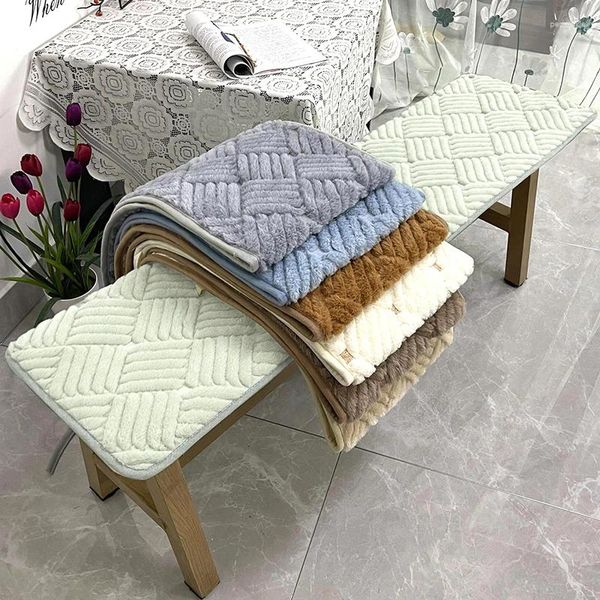 Sandalye uzun tezgah yastık paspası kalınlaşmış kısa peluş yumuşak kaymaz sonbahar kış için ev dekorasyon kanepe elmas şerit örgü taburesi