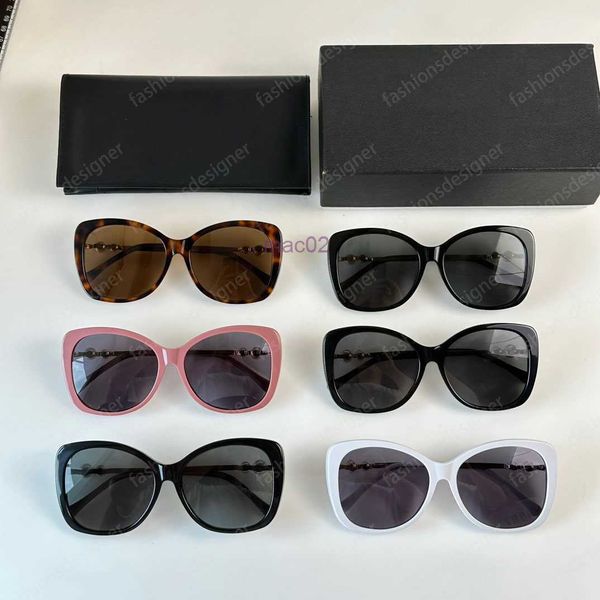 Damen-Designer-Sonnenbrille, Damen-Luxus-Google-Modell 5339, quadratische Perlen-Sonnenbrille mit Etui, französische trendige Spiegel-Retro-Damenbrille, Sonnenbrille aus Acetat