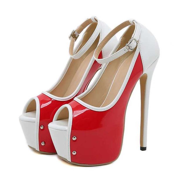 Sapatos de vestido sexy peep toe festa clube strip pólo dança salto alto plataforma bombas moda stiletto casamento banquete sapatos mulheres vermelho h240401xzu7