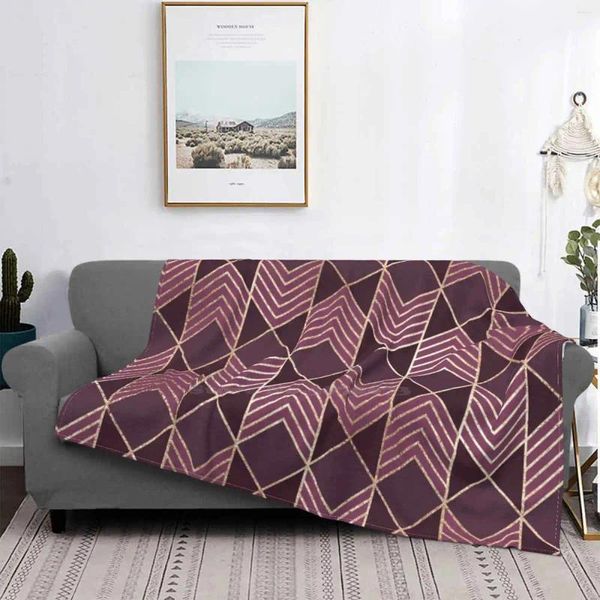 Decken Chic Bur Y Gold Pfeilspitze Geometrisch Top Qualität Bequemes Bett Sofa Weiche Decke Weinrot Folie Ele Modern