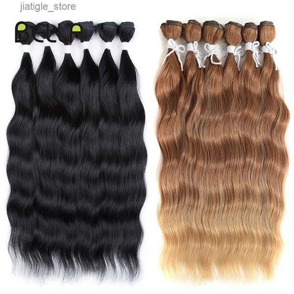 Synthetische Perücken Bella Water Wave Hair Bündel synthetisches Haar S Ombre Blonde Cosplay Webbündel 20 Zoll 6pcs gefälschte Haare kostenlos Versand Y240401