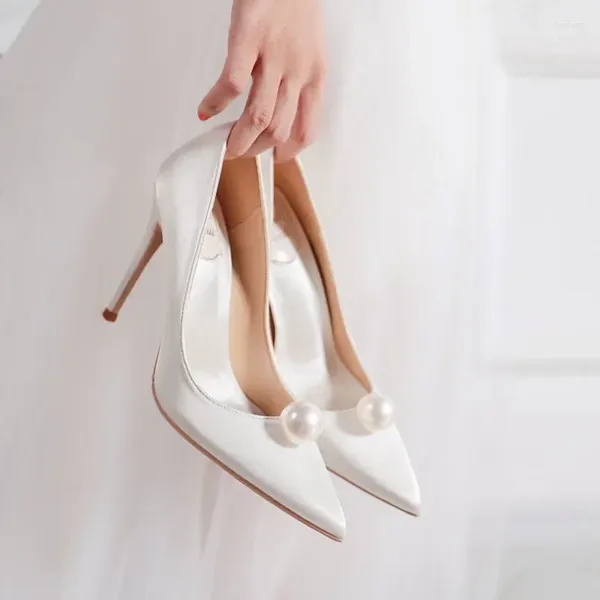 Elbise Ayakkabı Düğün Kız 2024 İnci Elmas Toka Yüksek Topuk İnce Nedime Gelin