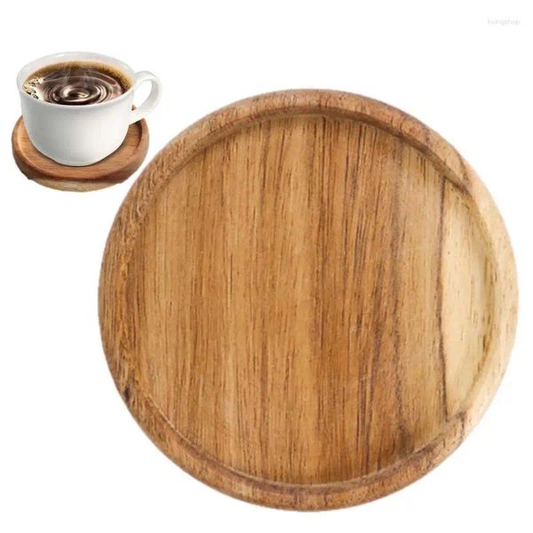 Tischsets, Anti-Verbrühungs-Holzuntersetzer, runde Tasse, Akazienholz, Bierdekor mit Lippe, stapelbar, modernes Getränk