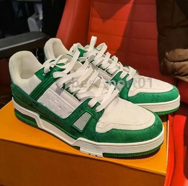 Дизайнерские кроссовки Virgil Trainer Повседневная обувь из телячьей кожи Abloh Белый Зеленый Красный Синий Накладки с буквами Низкие кроссовки на платформе Размер 36-45 J3