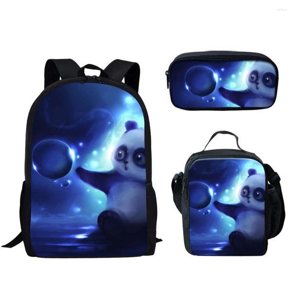 Рюкзак классический модный забавный панда 3D принт 3 шт./компл. школьные сумки для ноутбука рюкзак сумка для обеда пенал