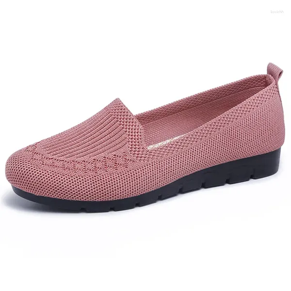 Sapatos de fitness feminino 2024 net boca rasa plana respirável casual socofy mãe mocassins rty76