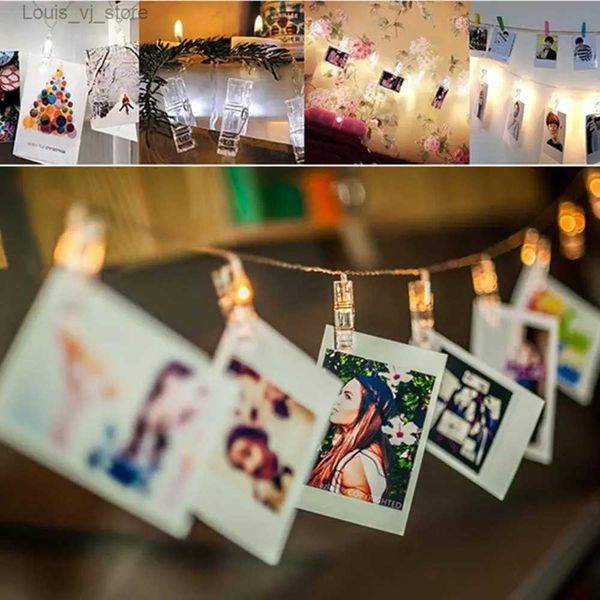 Cordas LED 5M 10M Photo Clip String Luzes Fada Ao Ar Livre Bateria Operado Guirlanda Decoração de Natal Sala de Festa Decoração de Casamento YQ240401