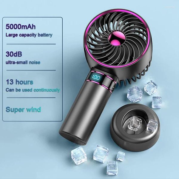 Estatuetas decorativas 2024 exibição de dados ventilador de mão portátil mini usb 5000mah recarregável portátil pequeno bolso